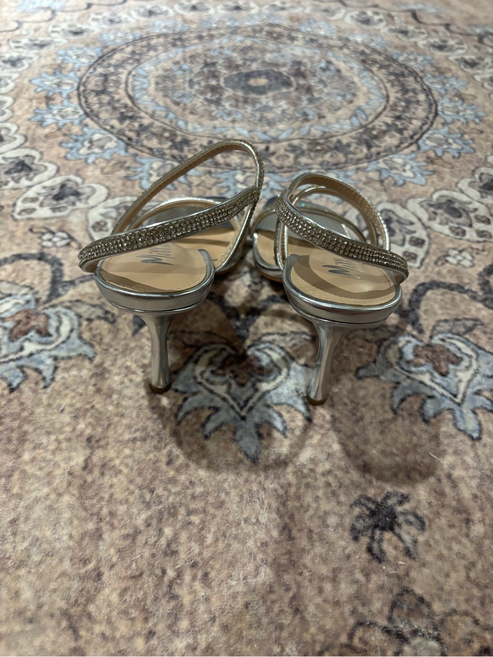 Mixx Shuz Gold Strappy Rhinestone Heels - Picture 2 of 4
